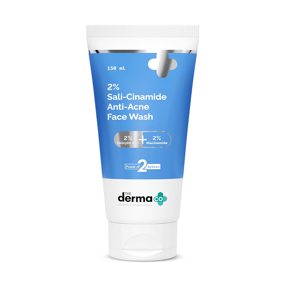 The Derma Co Sali-Cinamide Anti-Acne Face Wash with 2% Salicylic Acid & 2% Niacinamide - 80 ml | Clears Acne & Marks | Removes Excess Oil