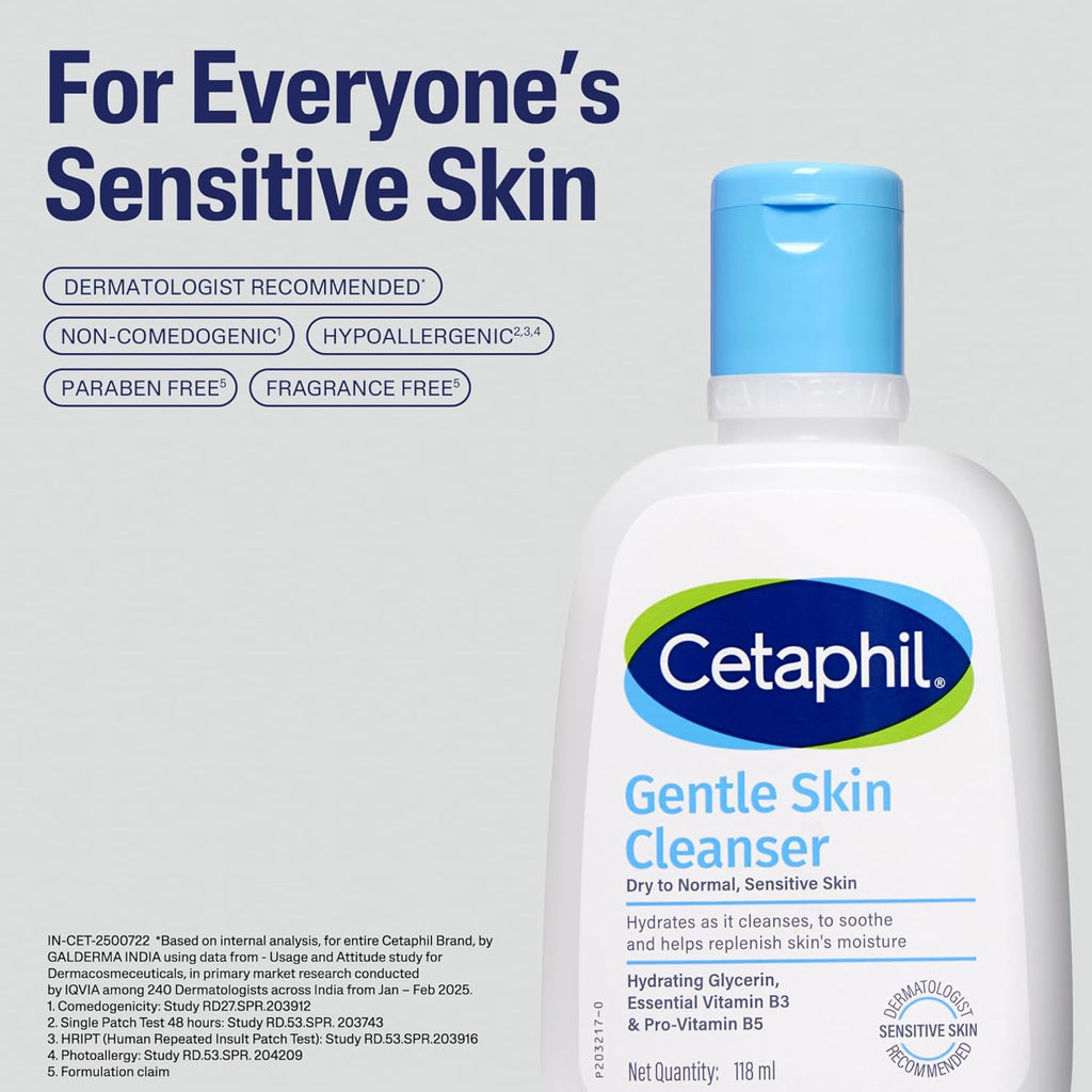 Cetaphil Gentle Skin Hydrating Face Wash 118ml, Paraben Free, Sulphate-Free Gentle Skin Hydrating Cleanser with Niacinamide, Vitamin B5 for Dry to Normal, Sensitive Skin