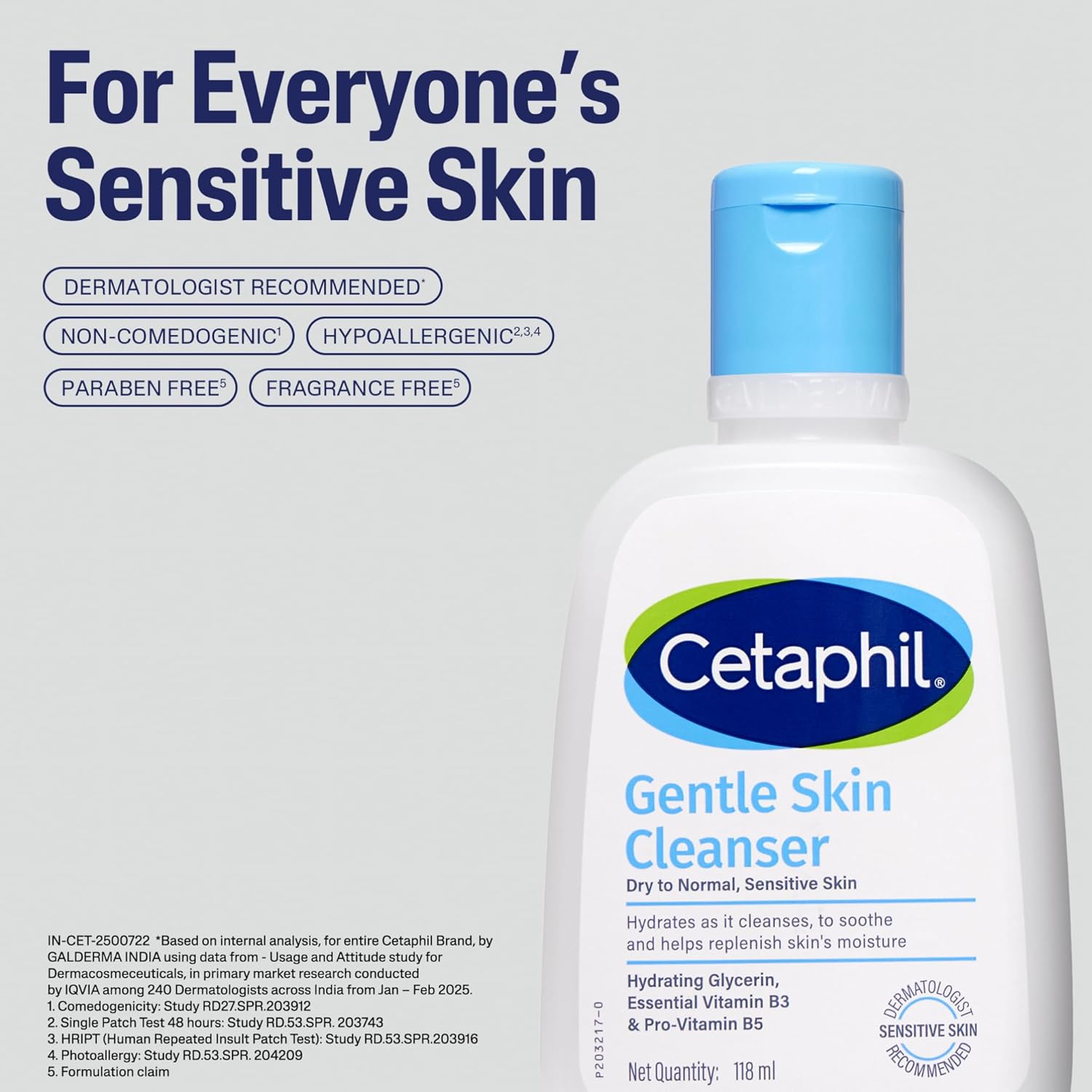 Cetaphil Gentle Skin Hydrating Face Wash 118ml, Paraben Free, Sulphate-Free Gentle Skin Hydrating Cleanser with Niacinamide, Vitamin B5 for Dry to Normal, Sensitive Skin