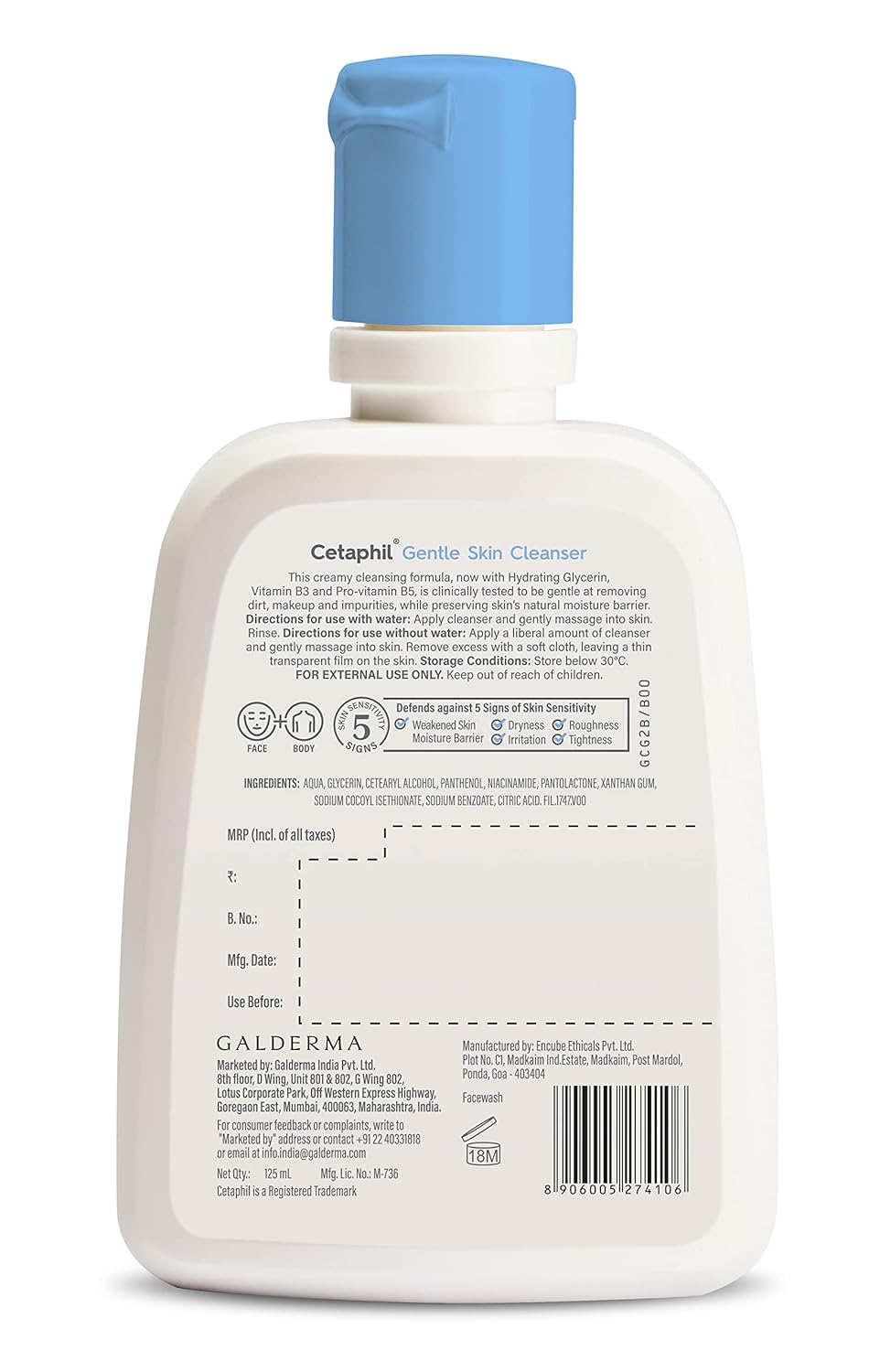 Cetaphil Gentle Skin Hydrating Face Wash 118ml, Paraben Free, Sulphate-Free Gentle Skin Hydrating Cleanser with Niacinamide, Vitamin B5 for Dry to Normal, Sensitive Skin