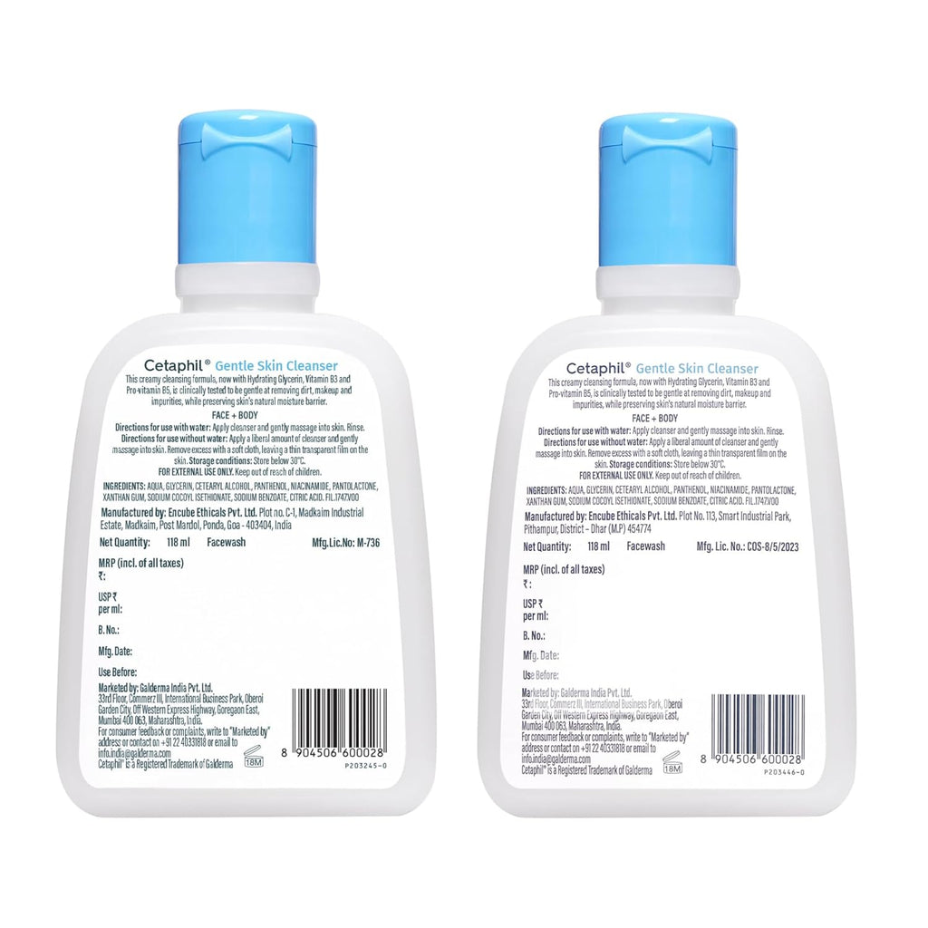 Cetaphil Gentle Skin Hydrating Face Wash 118ml, Paraben Free, Sulphate-Free Gentle Skin Hydrating Cleanser with Niacinamide, Vitamin B5 for Dry to Normal, Sensitive Skin